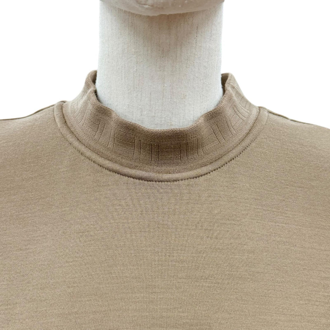 極美品◇HERMES エルメス 2023年製 3H4509DS シルク混 Hロゴデザイン ハイネック 半袖 ワンピース ブラウン系 34 フランス製 レディース