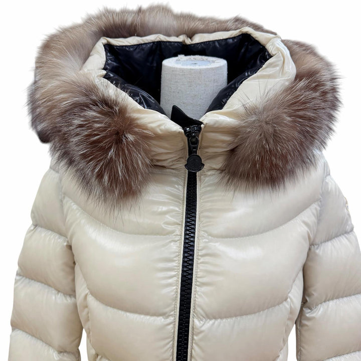極美品☆MONCLER モンクレール APHIA アフィア ファー・ロゴワッペン・フード付 ダウンコート ベージュ 0 国内正規品 ハンガー付