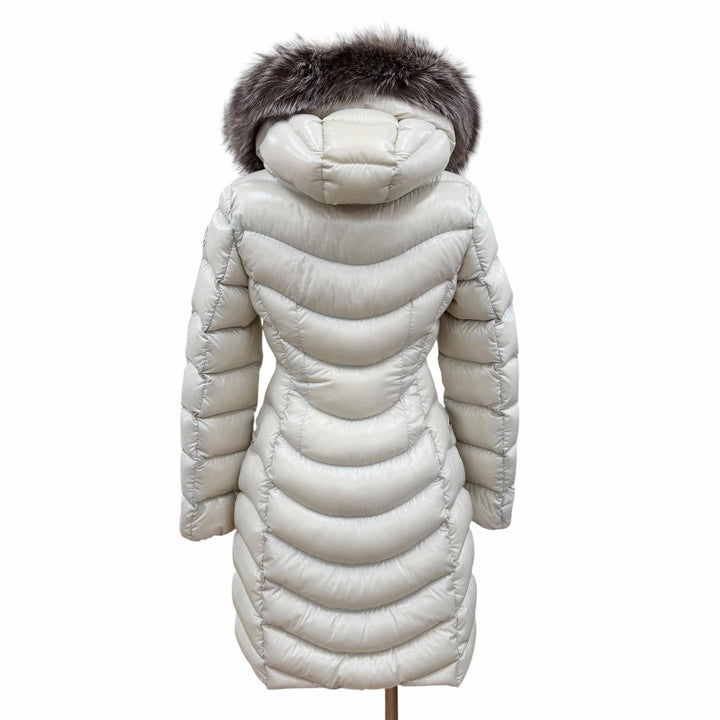 極美品☆MONCLER モンクレール APHIA アフィア ファー・ロゴワッペン・フード付 ダウンコート ベージュ 0 国内正規品 ハンガー付