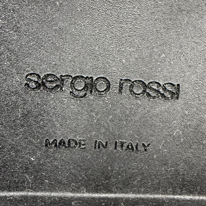 未使用品☆Sergio Rossi セルジオロッシ ロゴ金具 バックスリング レザー サンダル ブラック 38 イタリア製 レディース 保存袋付き