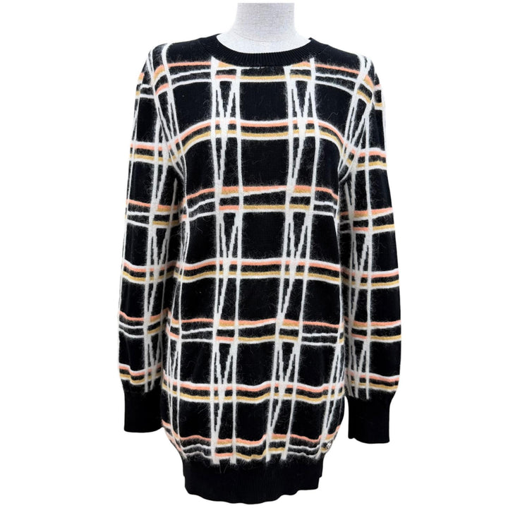 未使用品☆CHANEL シャネル 22A P72910 コットン アルパカ ココマークパーツ ニット チュニック マルチカラー 36 イタリア製 保存袋付き