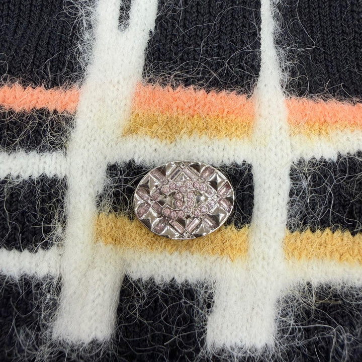 未使用品☆CHANEL シャネル 22A P72910 コットン アルパカ ココマークパーツ ニット チュニック マルチカラー 36 イタリア製 保存袋付き