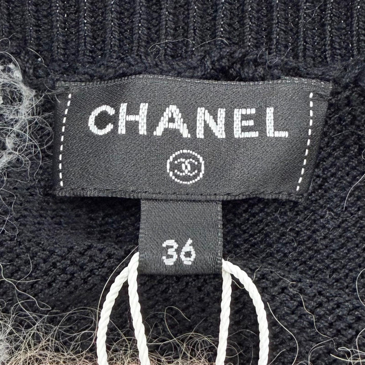 未使用品☆CHANEL シャネル 22A P72910 コットン アルパカ ココマークパーツ ニット チュニック マルチカラー 36 イタリア製 保存袋付き