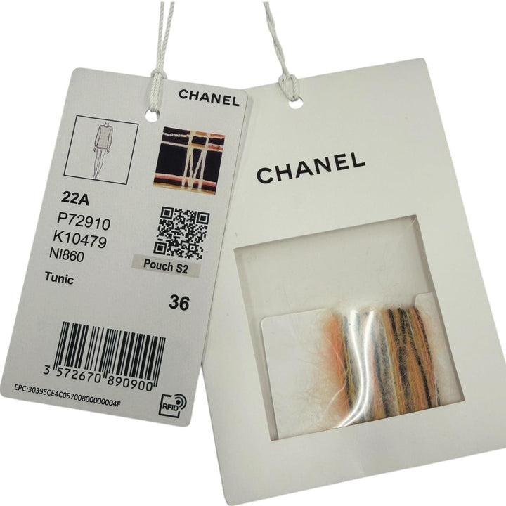 未使用品☆CHANEL シャネル 22A P72910 コットン アルパカ ココマークパーツ ニット チュニック マルチカラー 36 イタリア製 保存袋付き
