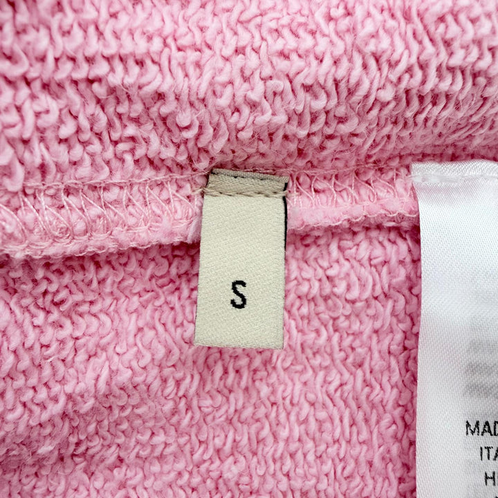 未使用品☆GUCCI グッチ 776886 SWEET GUCCI コットン100％ ラメロゴプリント フード付 パーカー ピンク S イタリア製 正規品 レディース