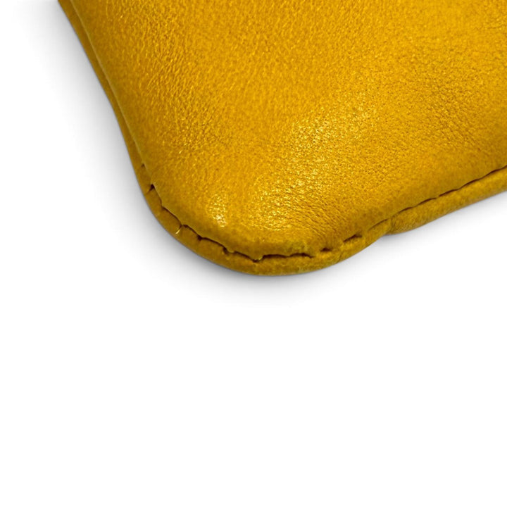 極美品★SAINT LAURENT PARIS サンローランパリ 640714 ドローストリング レザー チェーン ショルダーバッグ イエロー イタリア製 袋付