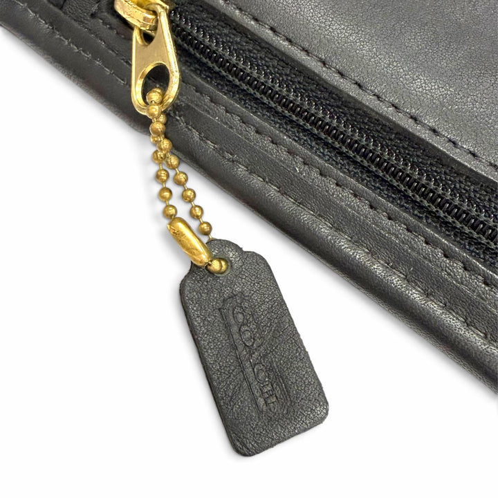 極美品△COACH コーチ ヴィンテージ 6908 グローブレザー オールドコーチ ターンロック ツーリスト ポーチ ショルダーバッグ ブラック