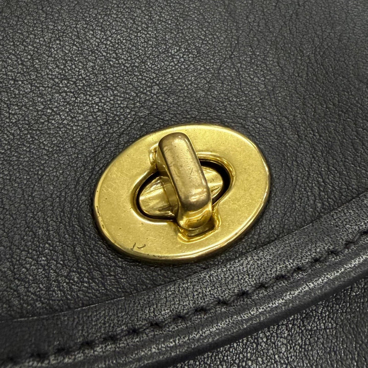 極美品△COACH コーチ ヴィンテージ 6908 グローブレザー オールドコーチ ターンロック ツーリスト ポーチ ショルダーバッグ ブラック