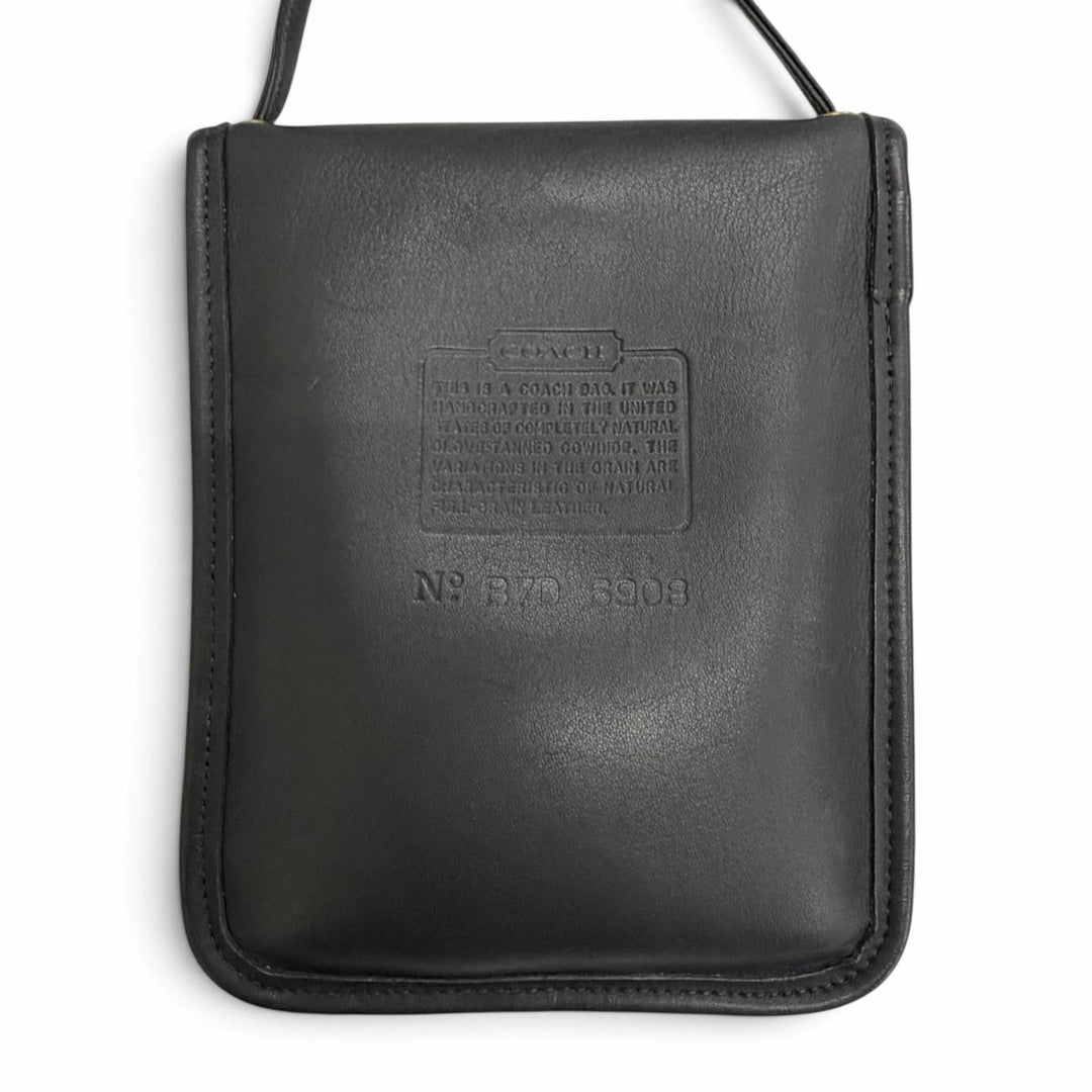 極美品△COACH コーチ ヴィンテージ 6908 グローブレザー オールドコーチ ターンロック ツーリスト ポーチ ショルダーバッグ ブラック