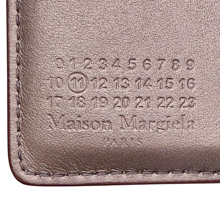 極美△Maison Margiela 11 メゾンマルジェラ11 S56UI0140 2026年 DUSTY PINK 4ステッチ パテントレザー コンパクトウォレット 二つ折財布