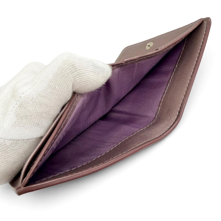 極美△Maison Margiela 11 メゾンマルジェラ11 S56UI0140 2026年 DUSTY PINK 4ステッチ パテントレザー コンパクトウォレット 二つ折財布