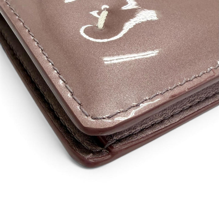 極美△Maison Margiela 11 メゾンマルジェラ11 S56UI0140 2026年 DUSTY PINK 4ステッチ パテントレザー コンパクトウォレット 二つ折財布