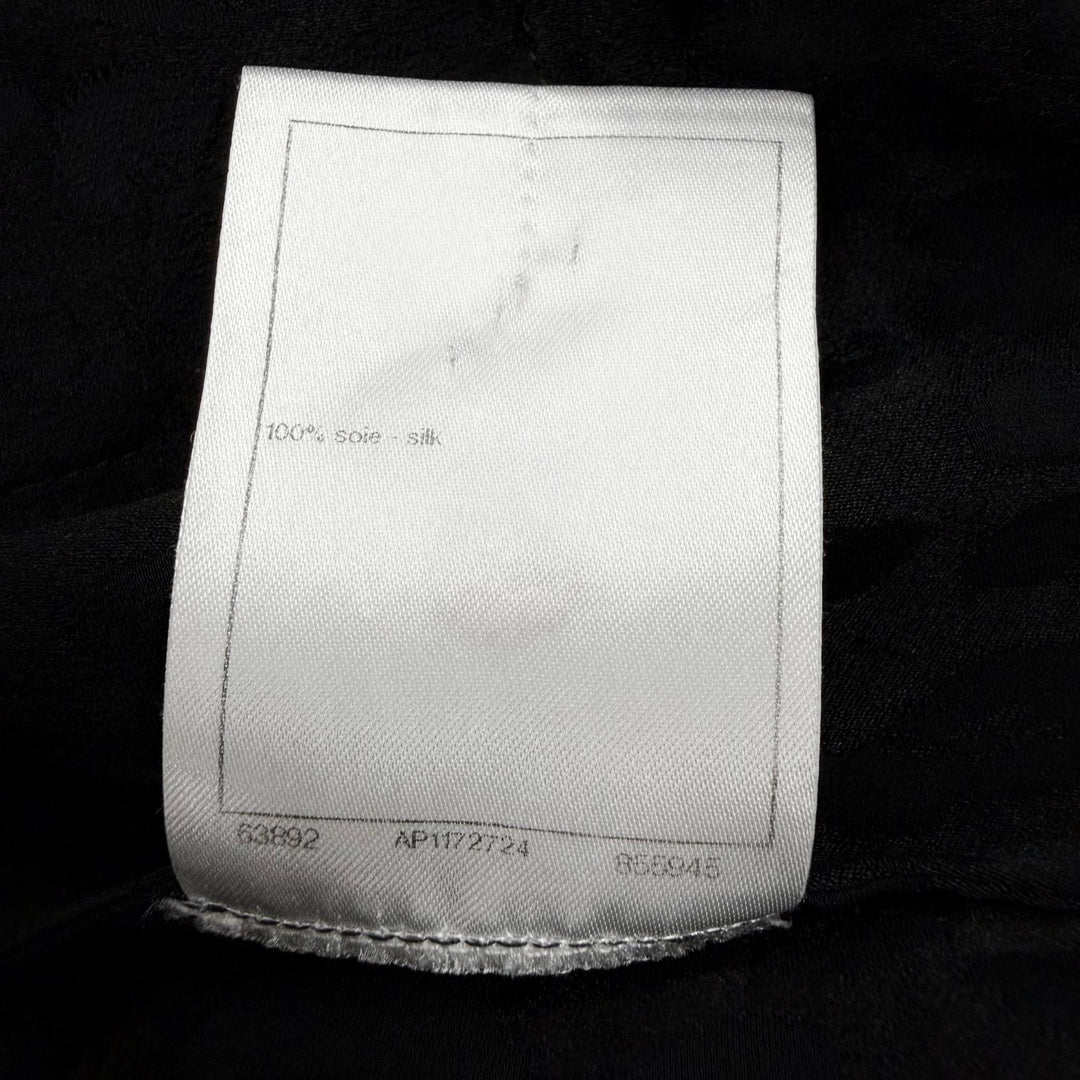 美品◇CHANEL シャネル P75261 シルク100％ ココボタン レオパード リボン付き 長袖シャツ ブラウス ブラック 40 フランス製 ハンガー付