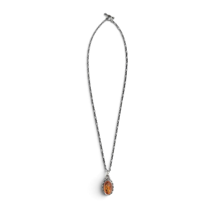 美品△Georg Jensen ジョージジェンセン 925 アンバー（琥珀）ヘリテージコレクション イヤーコレクション ネックレス オレンジ系 箱付き