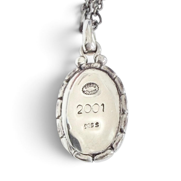 美品△Georg Jensen ジョージジェンセン 925 アンバー（琥珀）ヘリテージコレクション イヤーコレクション ネックレス オレンジ系 箱付き