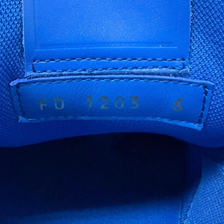 極美品□LOUIS VUITTON ルイヴィトン 2023年製 LV トレイナーライン レザー ダミエ ローカットスニーカー ブルー 6 イタリア製 メンズ