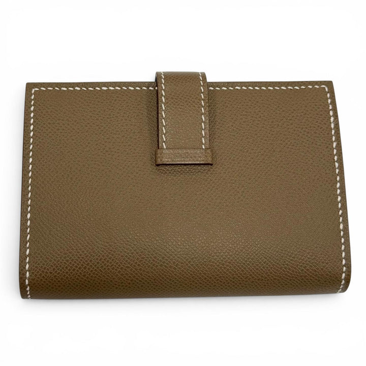 極美品☆HERMES エルメス ベアン ミニ カードケース ヴォーマダム エトゥープ ゴールド金具 K刻印 フランス製 レディース 箱付き