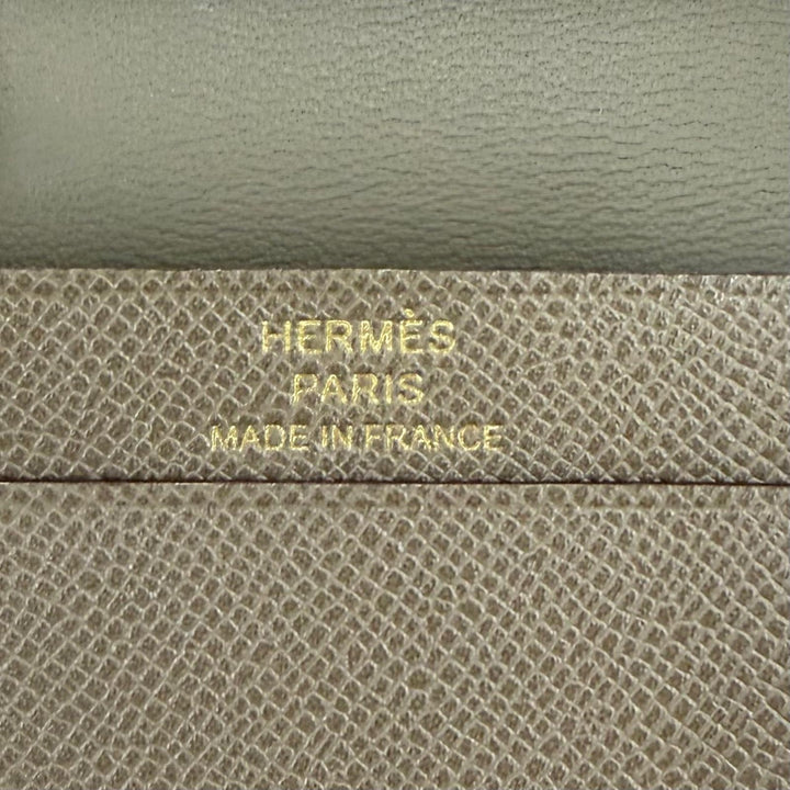 極美品☆HERMES エルメス ベアン ミニ カードケース ヴォーマダム エトゥープ ゴールド金具 K刻印 フランス製 レディース 箱付き
