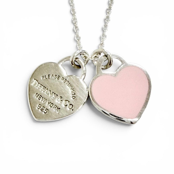 極美品△TIFFANY&amp;Co. ティファニー リターントゥティファニー ピンク ダブル ハート タグ ペンダント 925 ネックレス シルバー 重量2.62g