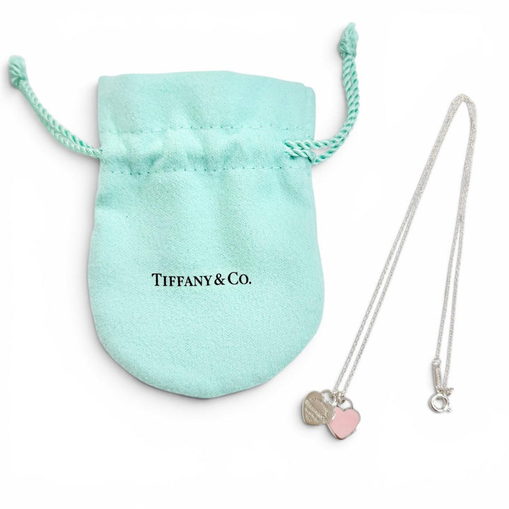 極美品△TIFFANY&amp;Co. ティファニー リターントゥティファニー ピンク ダブル ハート タグ ペンダント 925 ネックレス シルバー 重量2.62g