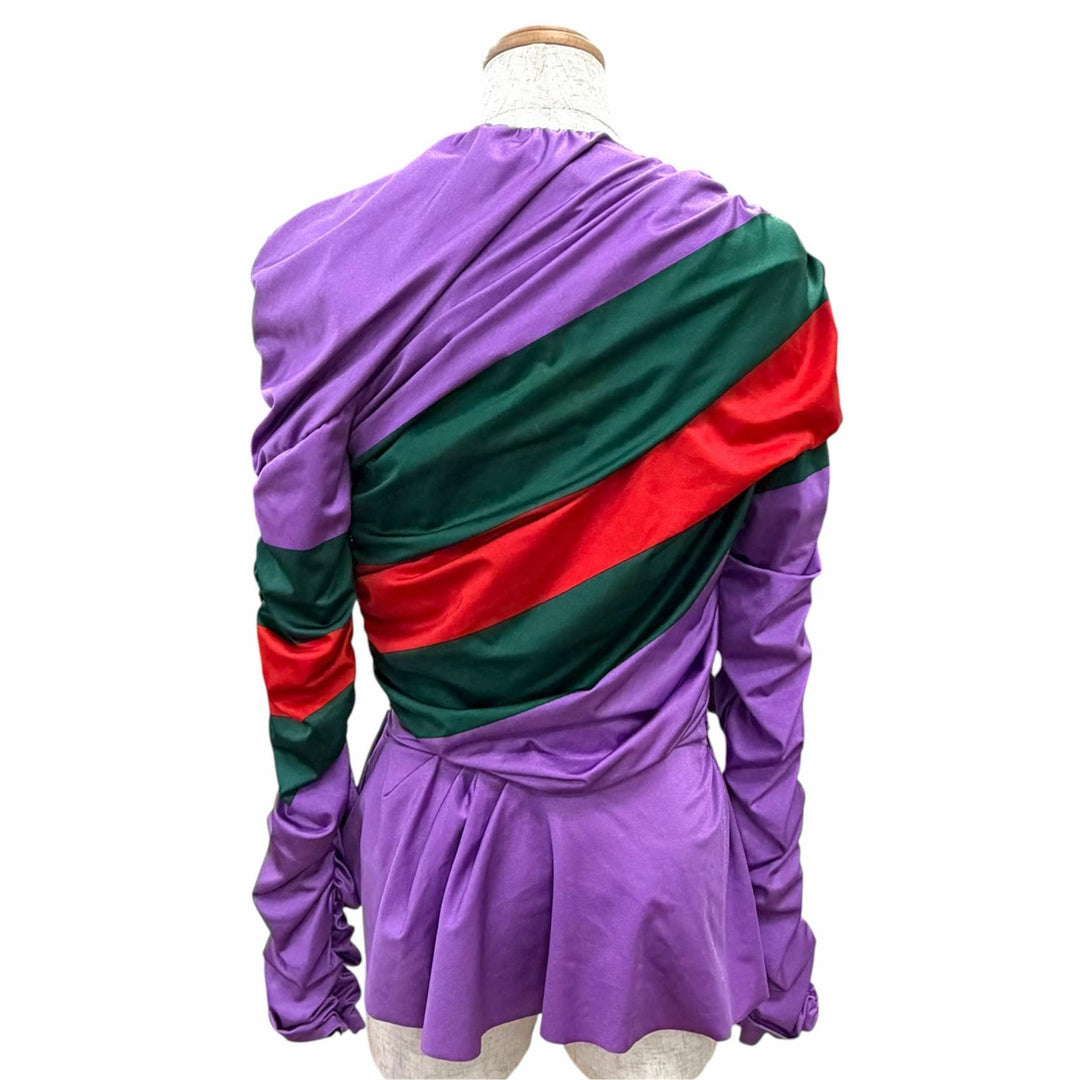 美品△GUCCI BALENCIAGA グッチ バレンシアガ 677041 ブローチ付 シェリーライン シャーリング ドレープカットソー トップス 44 正規品