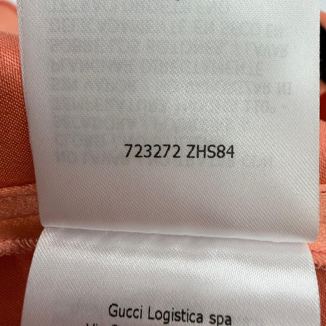 美品☆GUCCI×adidas グッチ×アディダス 723272 シルク100％ 3ライン フリル 長袖 シャツ ワンピース オレンジ 38 イタリア製 正規品