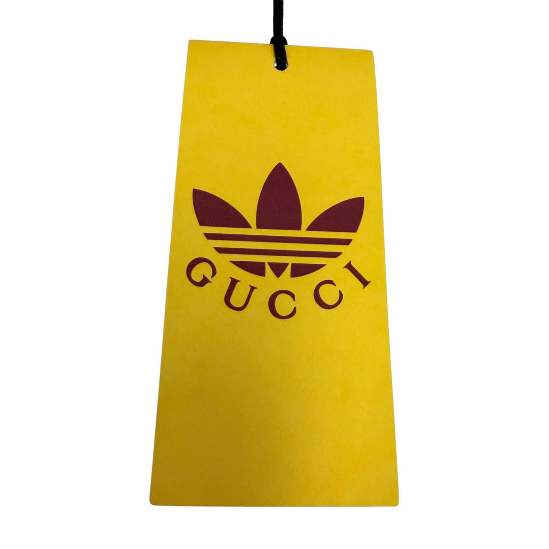 未使用品☆GUCCI×adidas グッチ×アディダス 723272 シルク100％ フリル 3ライン 長袖 シャツ ワンピース オレンジ 42 正規品 ハンガー付