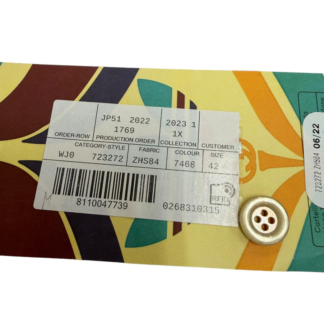 未使用品☆GUCCI×adidas グッチ×アディダス 723272 シルク100％ フリル 3ライン 長袖 シャツ ワンピース オレンジ 42 正規品 ハンガー付