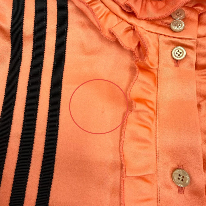 未使用品☆GUCCI×adidas グッチ×アディダス 723272 シルク100％ フリル 3ライン 長袖 シャツ ワンピース オレンジ 42 正規品 ハンガー付