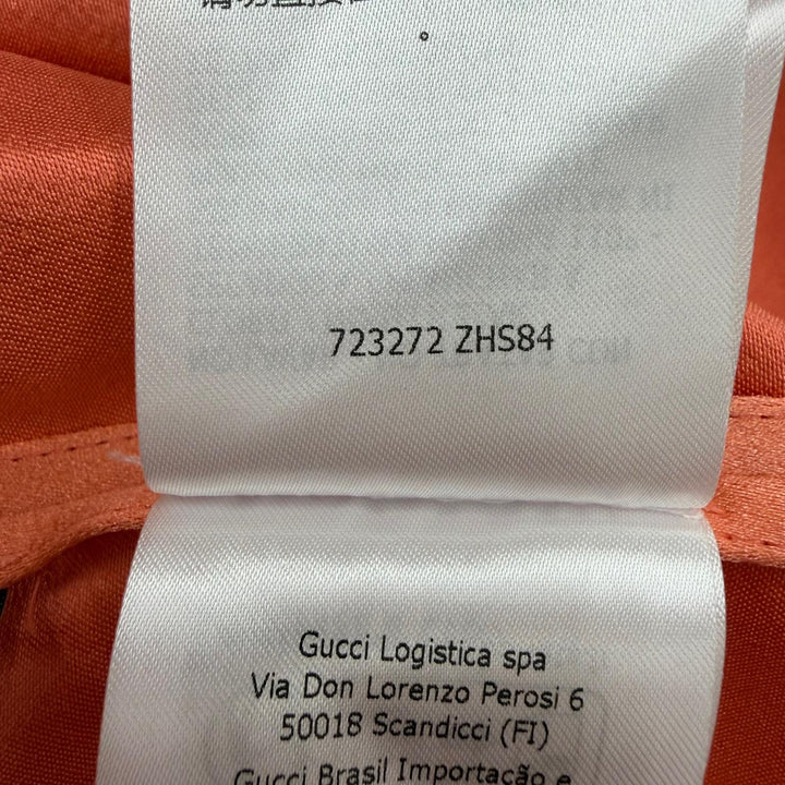 未使用品☆GUCCI×adidas グッチ×アディダス 723272 シルク100％ フリル 3ライン 長袖 シャツ ワンピース オレンジ 42 正規品 ハンガー付