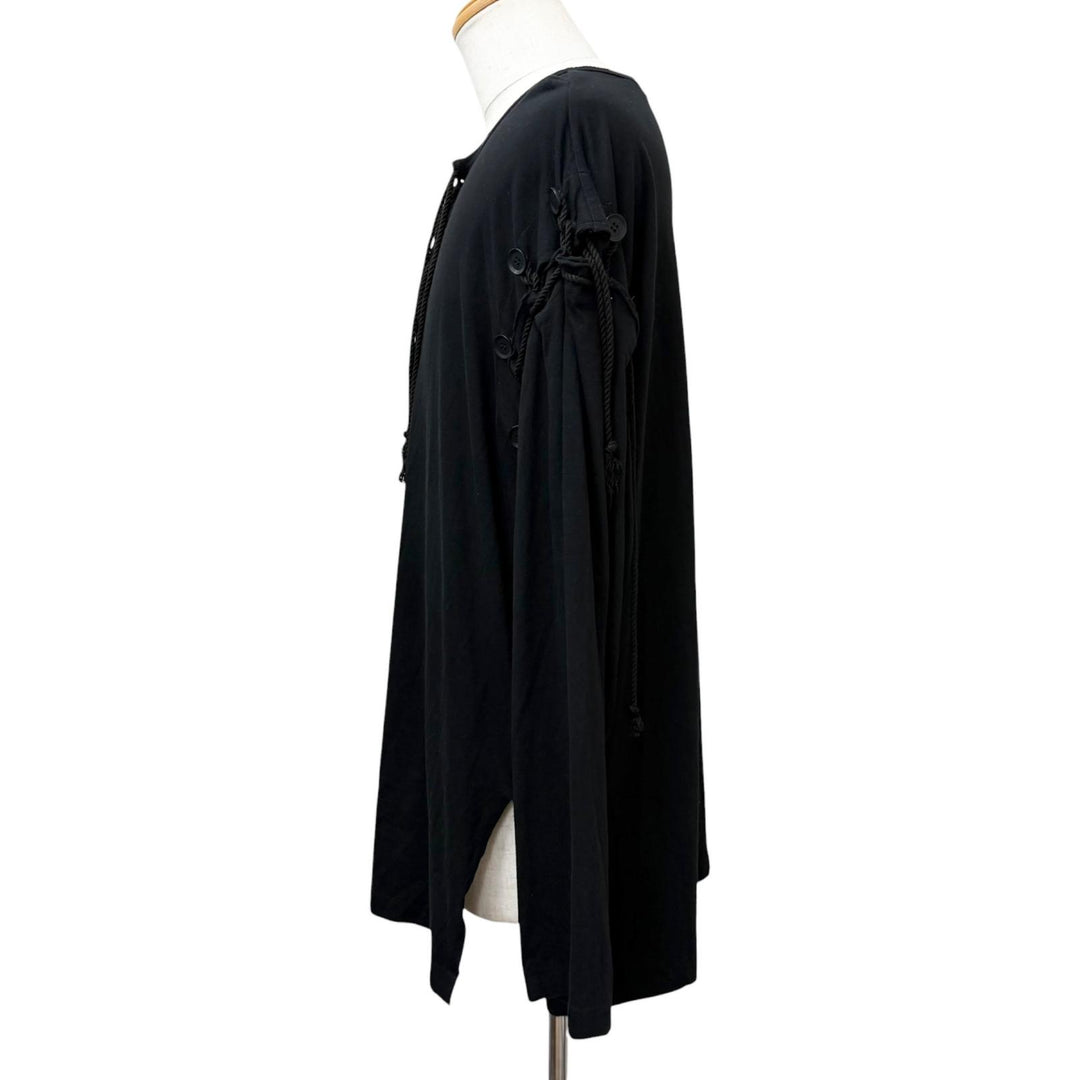 美品□Yohji Yamamoto POUR HOMME ヨウジヤマモトプールオム HD-T13-078 レースアップ ヘンリーネック 長袖Ｔシャツ 3 日本製 正規品
