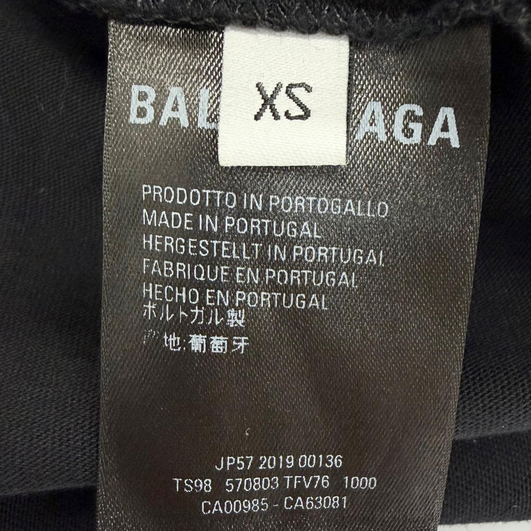 極美品□BALENCIAGA バレンシアガ 570803 コットン100％ BBロゴプリント ショートスリーブ 半袖Ｔシャツ ブラック XS 正規品 メンズ