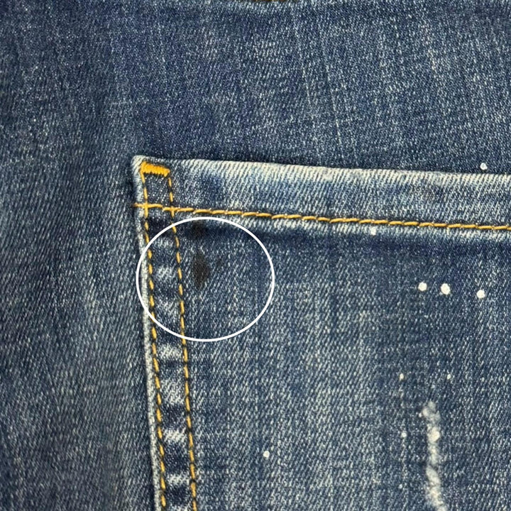 美品□DSQUARED2 ディースクエアード S74LB0673 UNDER PATCH SKATER JEANS ダメージ加工 デニムパンツ インディゴブルー 44 正規品