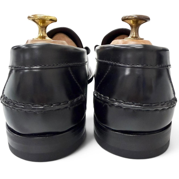 極美品□PRADA プラダ DNC734 レザー ペニーローファー コインローファー フラットシューズ モカシン ブラック 8.5 イタリア製 メンズ