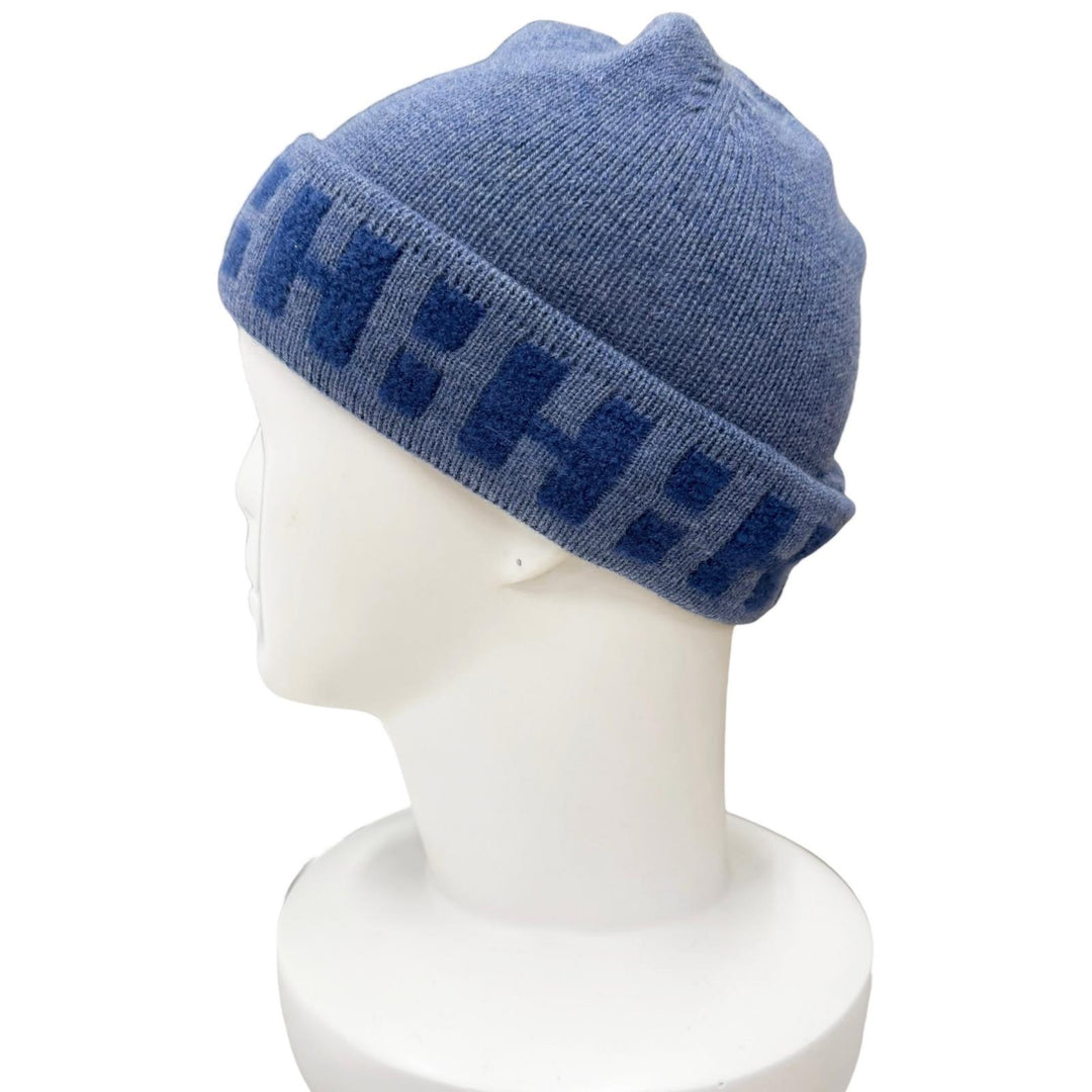 未使用品□HERMES エルメス BONNET RAJASTAN カシミヤ95％ マルジェラ期 Hロゴ ビーニー ニットキャップ ブルー ME イタリア製 正規品