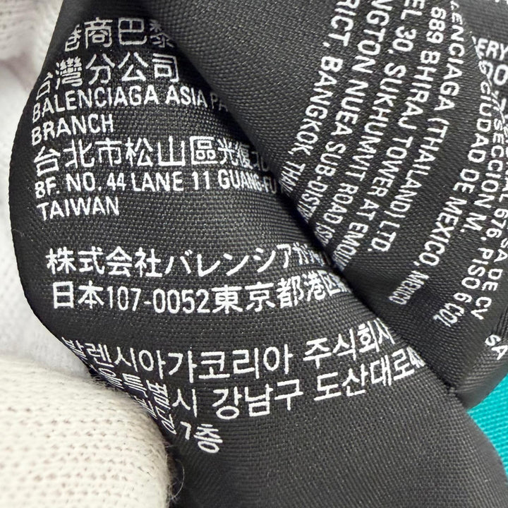 美品□BALENCIAGA バレンシアガ 673319 ロゴエンブロイダリー ダメージ加工 ベースボールキャップ ターコイズ L 59cm イタリア製 正規品