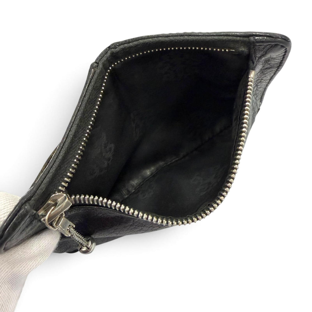 極美品▼クロムハーツ BANK ROBBER バンクローバー セメタリークロスパッチ ラウンドジップ レザーコンパクトウォレット コインケース
