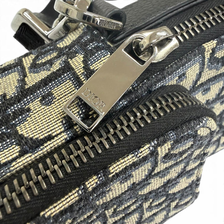 極美品□DIOR ディオール オム 2OBCA326YSE キャンバス レザー オブリーク ライダー マイクロポーチ ショルダーバッグ ベージュ系 伊製
