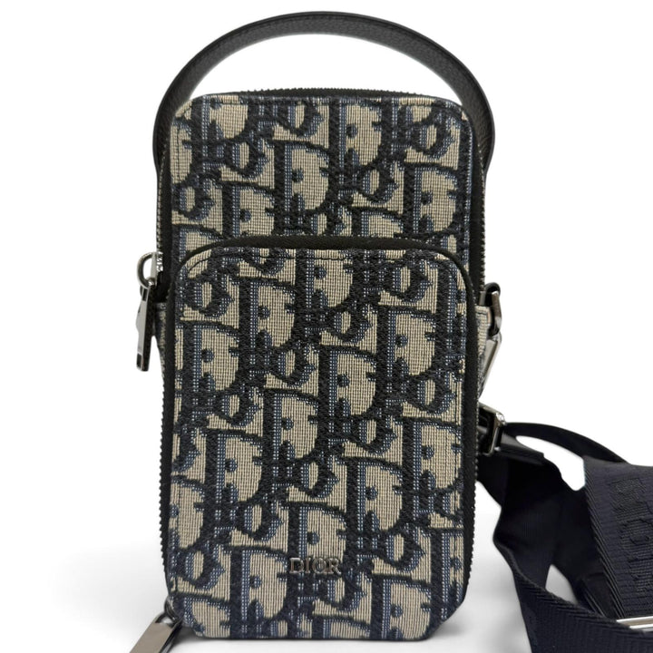 極美品□DIOR ディオール オム 2OBCA326YSE キャンバス レザー オブリーク ライダー マイクロポーチ ショルダーバッグ ベージュ系 伊製