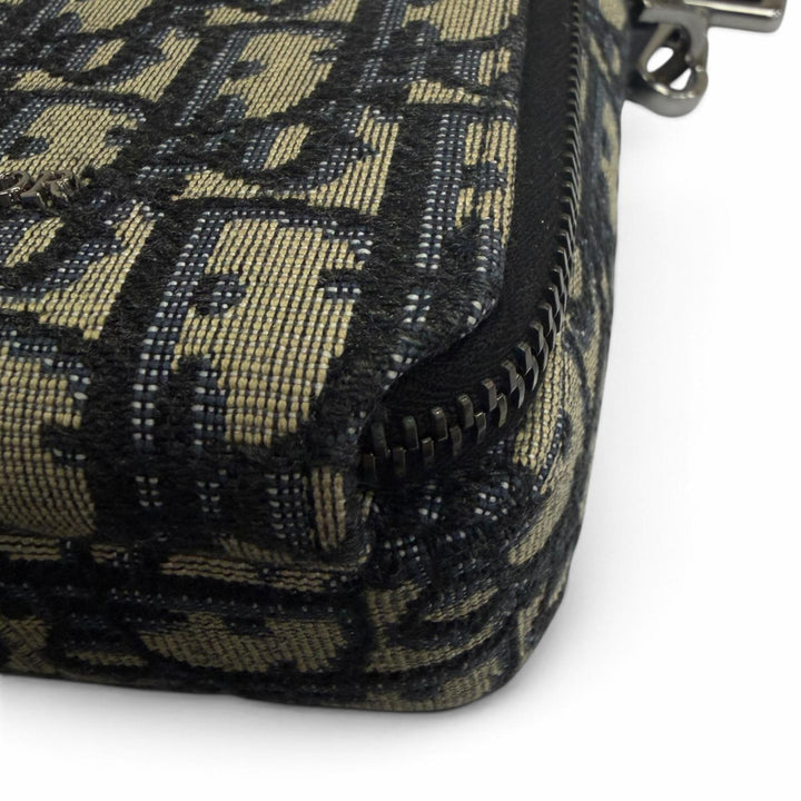 極美品□DIOR ディオール オム 2OBCA326YSE キャンバス レザー オブリーク ライダー マイクロポーチ ショルダーバッグ ベージュ系 伊製