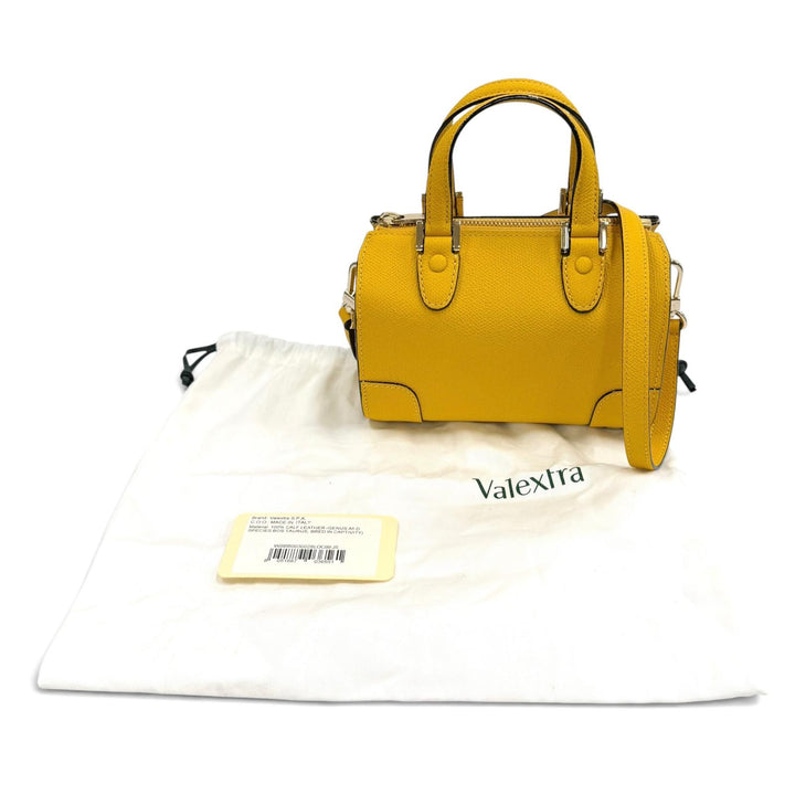 未使用品★Valextra ヴァレクストラ WBBB0030028LOC99 バビラ マイクロ 2WAY ハンドバッグ ショルダーバッグ イエロー 伊製 保存袋付き