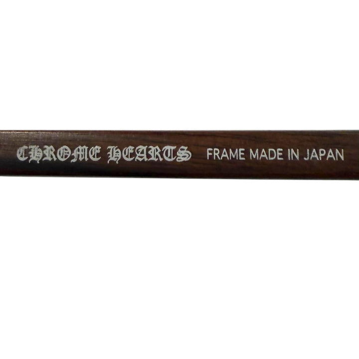 美品▼CHROME HEARTS クロムハーツ AS-WEB TOPPS 925 ハーフリム ウッドテンプル メガネ 眼鏡 アイウェア シルバー ブラウン デモレンズ