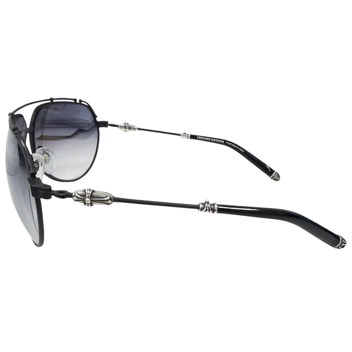 美品□CHROME HEARTS クロムハーツ KUF FANNAW II SV925使い クロス ツーブリッジ ティアドロップ サングラス 66□11-130 日本製 重量40g