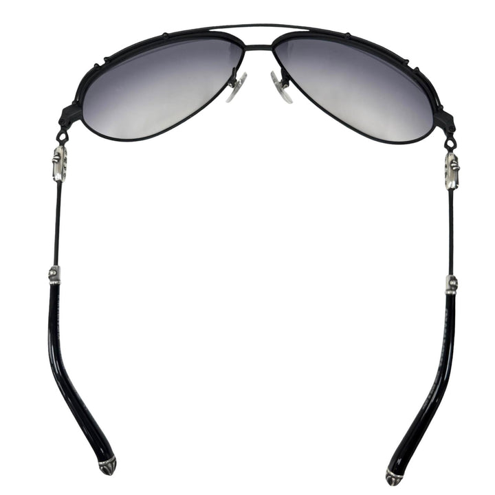 美品□CHROME HEARTS クロムハーツ KUF FANNAW II SV925使い クロス ツーブリッジ ティアドロップ サングラス 66□11-130 日本製 重量40g