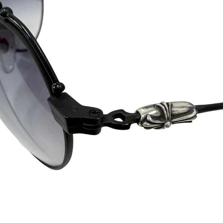 美品□CHROME HEARTS クロムハーツ KUF FANNAW II SV925使い クロス ツーブリッジ ティアドロップ サングラス 66□11-130 日本製 重量40g