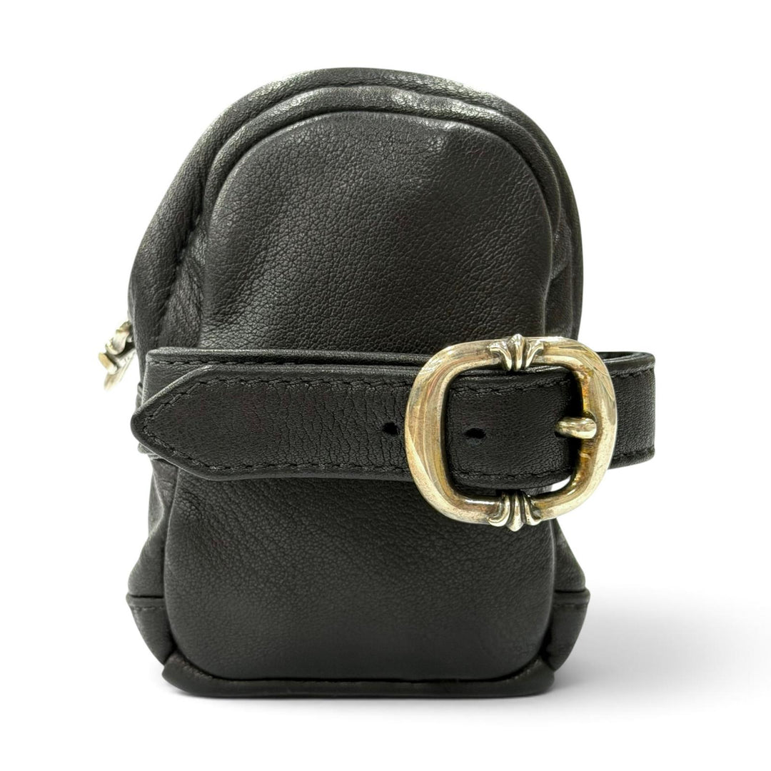 極美品▼CHROME HEARTS クロムハーツ WRISTHER BACK PACK バッグ ポーチ レザー 925 ブレスレット ブラック シルバー金具 メンズ