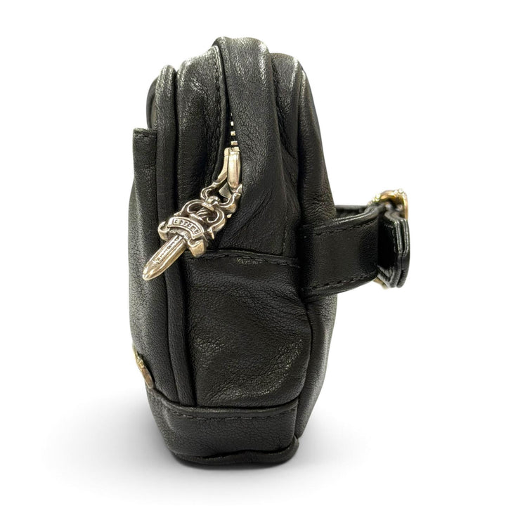 極美品▼CHROME HEARTS クロムハーツ WRISTHER BACK PACK バッグ ポーチ レザー 925 ブレスレット ブラック シルバー金具 メンズ