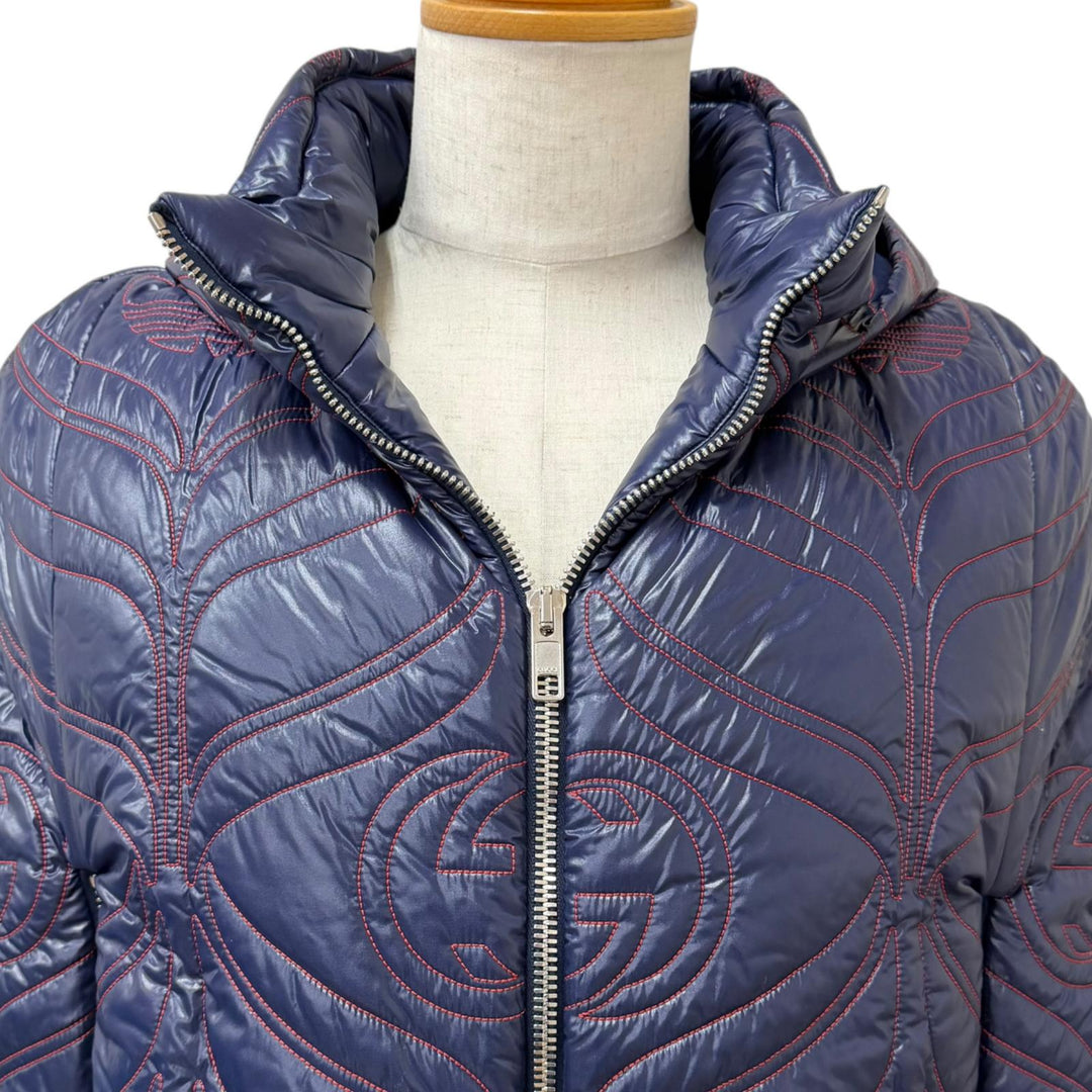 極美品□GUCCI adidas グッチ アディダス 23SS 727794 インターロッキングG トレフォイル 中綿入り キルティングポンチョ S 伊製 正規品