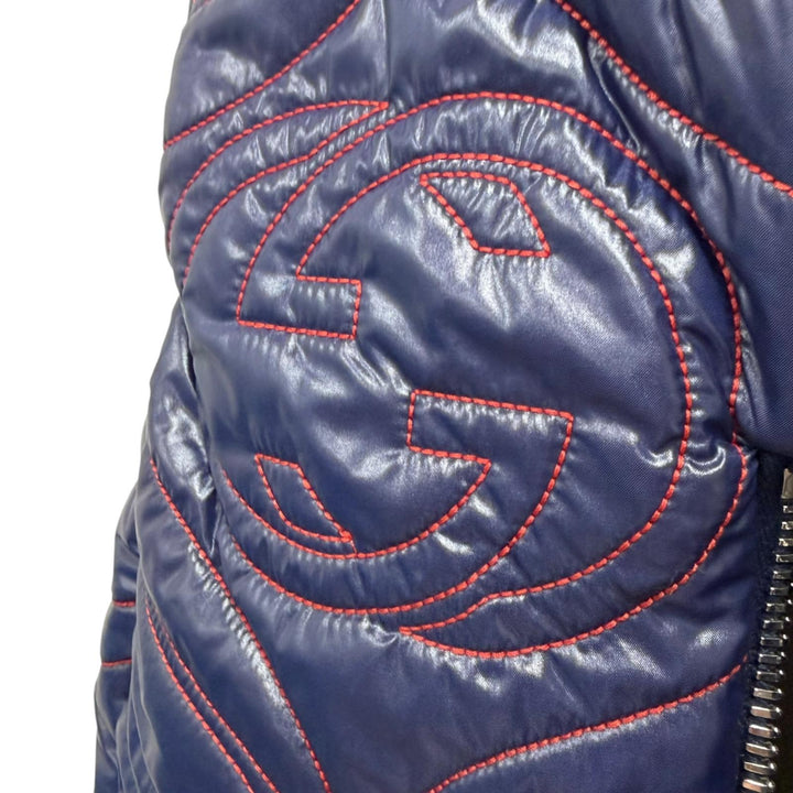 極美品□GUCCI adidas グッチ アディダス 23SS 727794 インターロッキングG トレフォイル 中綿入り キルティングポンチョ S 伊製 正規品