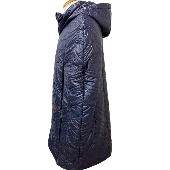 極美品□GUCCI adidas グッチ アディダス 23SS 727794 インターロッキングG トレフォイル 中綿入り キルティングポンチョ S 伊製 正規品